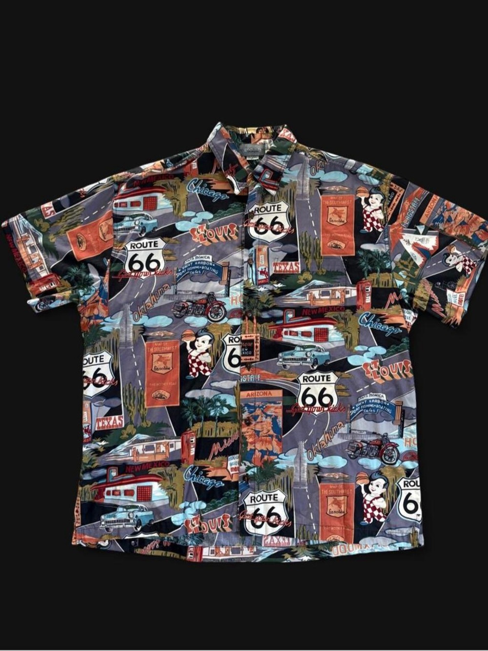 Men's Short-Sleeve Route 66 Graphic Camp Shirt - Multicolor